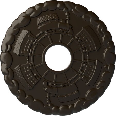 Ekena Millwork Kendall Train Station Medallion (Canopies up to 3 7/8"), 18 1/2"OD x 3 7/8"ID x 1"P, Stone Hearth CM18KDSHF